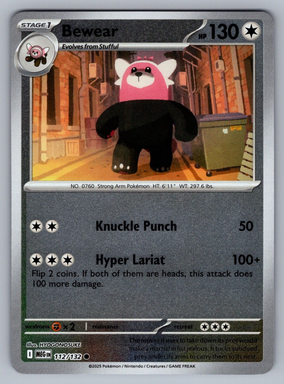 Pokémon TCG Bewear Common ME01: Mega Evolution 112/132 NM