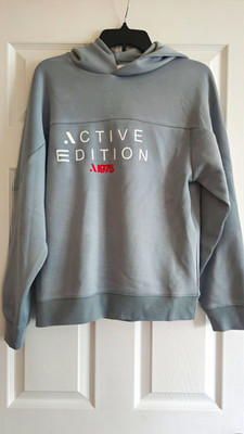 Active Edition Gray Pullover Hoodie Logo Graphic Print Hooded, Juniors 13-14