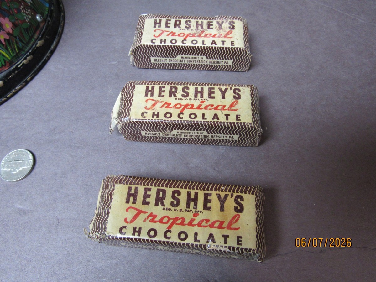 Hershey's Tropical Chocolate 3-- 2oz Bars 1943 Military Use WW2