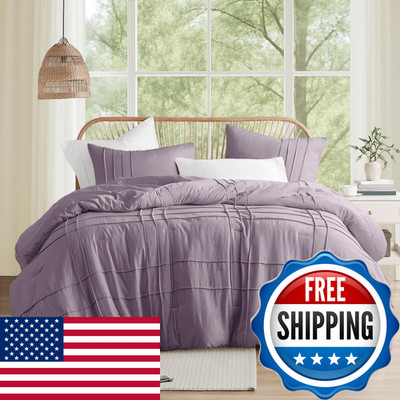Comfort Spaces Purple Full Size Comforter Set - 3 Pieces Pintuck Pleated