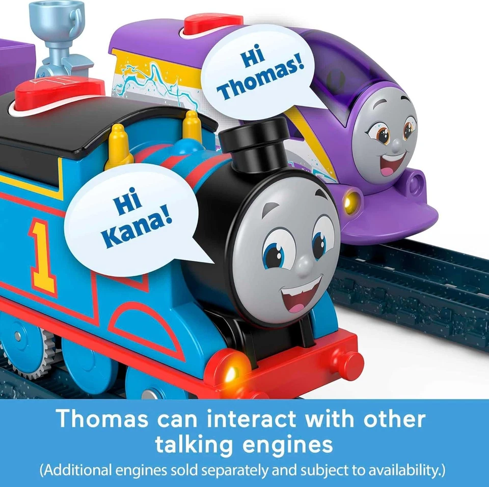 Thomas & Friends Talking Thomas 机动火车引擎 带声音 + 货物 全新 — 第 3/4 张图片