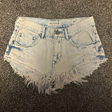 Bullhead Denim Co. High Rise Short Juniors 5 Blue Acid Wash Denim Cut Off Shorts