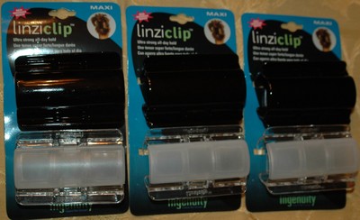  Lot of 12 Linziclip Maxi Linziclips Hair Claw Clips Clamps Black & White 3-1/8''