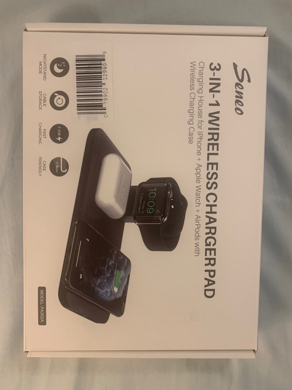 Seneo 3-IN-1 Wireless Charger Pad iPhone, Apple Watch & Airpods w charging case