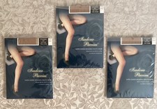 Lot of 3 Isadora Paccini Satin Sheer Spandex Panty Hose-Beige-M/T