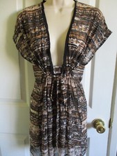 SZ S/P Profile Gottex Coffee Swimsuit Cover-Up Dress NWT