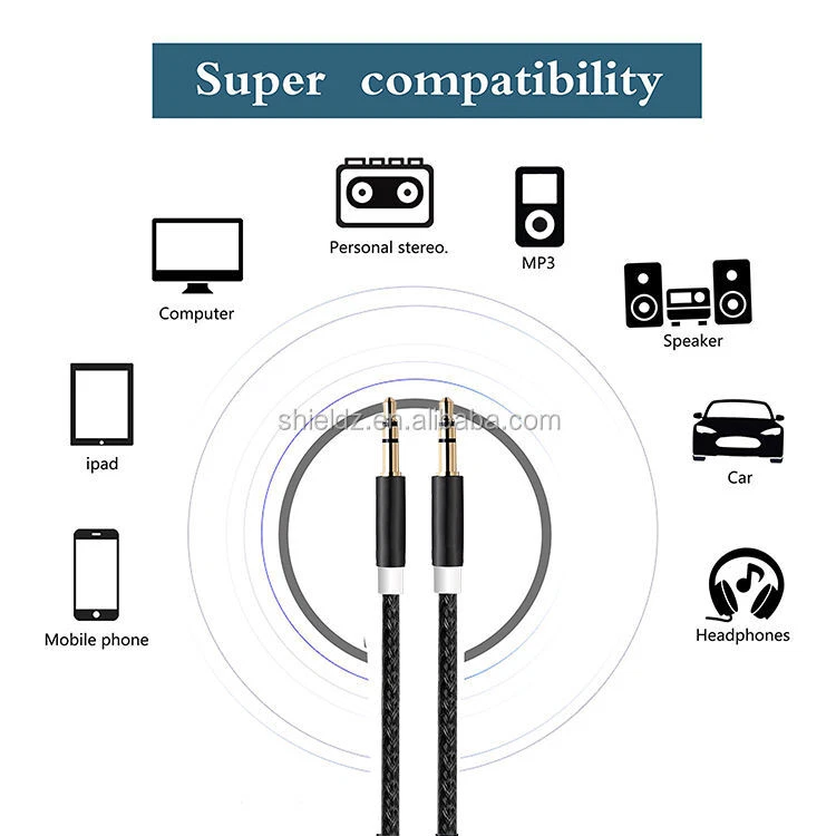 Stereo Cable AUX Jack Auxiliary Car Lead Male Audio Gold Plated 1m/2m/3m 3.5mm  - Image 2 of 4