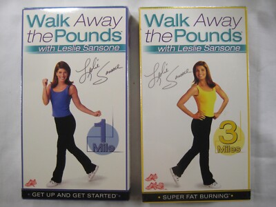 VHS Lot 2 Walk Away the Pounds Leslie Sansone Get Started Super Fat Burn 1 NEW