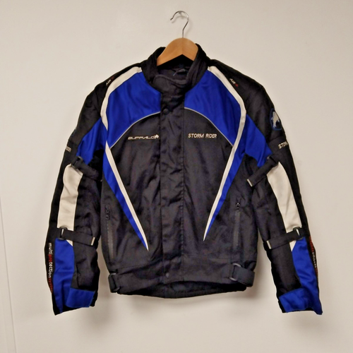 Men's Buffalo Storm Rider Black & Blue Padded Fabric Motorcycling Jacket Size L