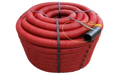 POWERWELD 50mm 25m 50m Unterirdisches Wellrohr M50 mm Leerrohr Elektrorohr Erde Rot