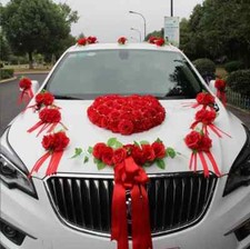 Autoschmuck Schleifen Autogirlande Dekoration Herzen Bordeaux Rot Weiß Neu