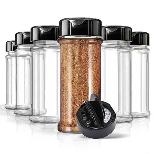 6 Pack 5.5oz Plastic Spice Jars with Dual Shaker Caps for Herbs Spices Powders - Picture 1 of 7