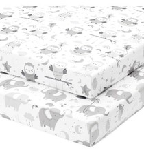 Joey  Joan Pack  Play Fitted Sheet Set 2 pk 27x39" Owls And Elephants
