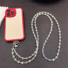 Lovely Crystal Acrylic Bead Long Mobile Phone Lanyard Anti-lost Strap Crossbody