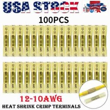 100PCS Yellow 12-10 AWG Heat Shrink Crimp Terminals Kit Wire Butt Connectors