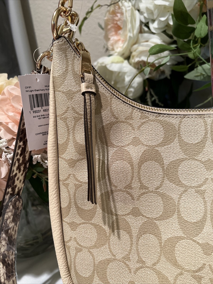 COACH Signature Canvas JULES HOBO Shoulder & Crossbody Bag ~ Light