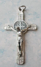 Saint Benedict 2 sided Crucifix/Pendant, 3 1/8 Inch~Italy~Tuscany Collection