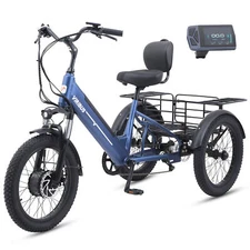 VIRIBUS 500W Fat Tire Electric Tricycle Trike 7-Speed 48V -90% Pre-installed