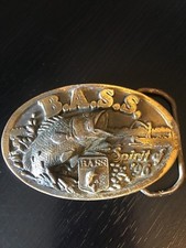 B.A.S.S. Spirit of '96 Belt Buckle Fisherman Bass Boat Made in USA