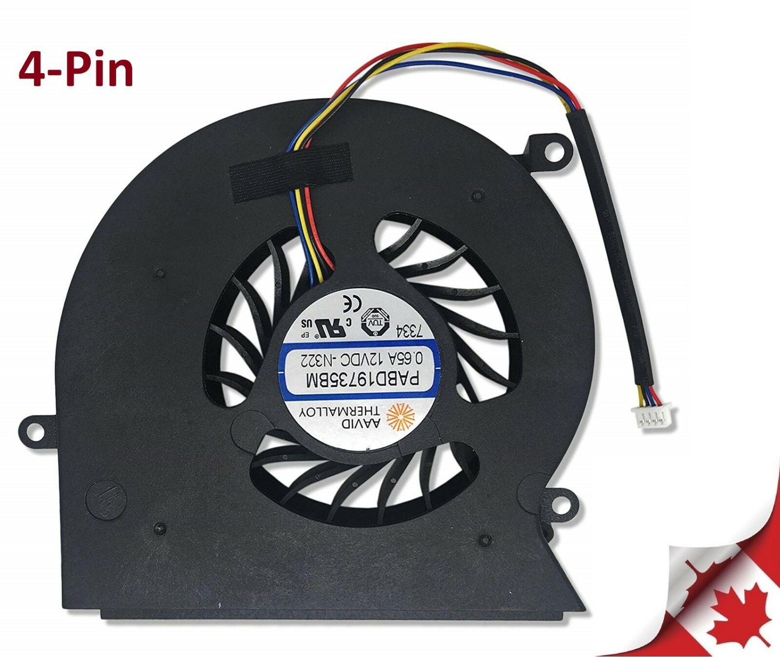 Replacement CPU Cooling Fan For MSI GT62VR Laptops - Model PABD19735BM-N322, 12V, 4-Pin Connector 1 thumbnail image