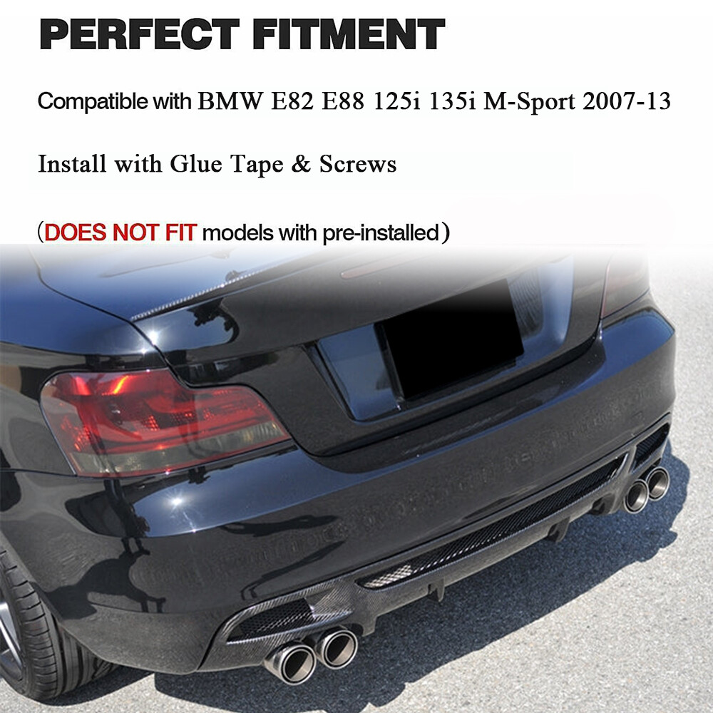 For BMW E82 E88 M Sport 07-13 Dual Outlet Carbon Fiber Rear Bumper