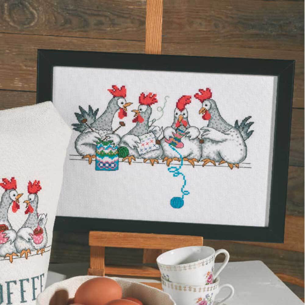 Permin counted cross stitch kit ""Chicken talk"", 29x20cm, DIY, 92-0436