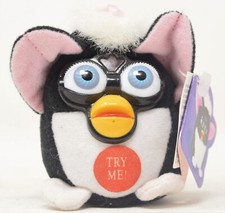 Furby Talking Keychain Plush Black White Fun-4-All Tiger 94067 NWT New