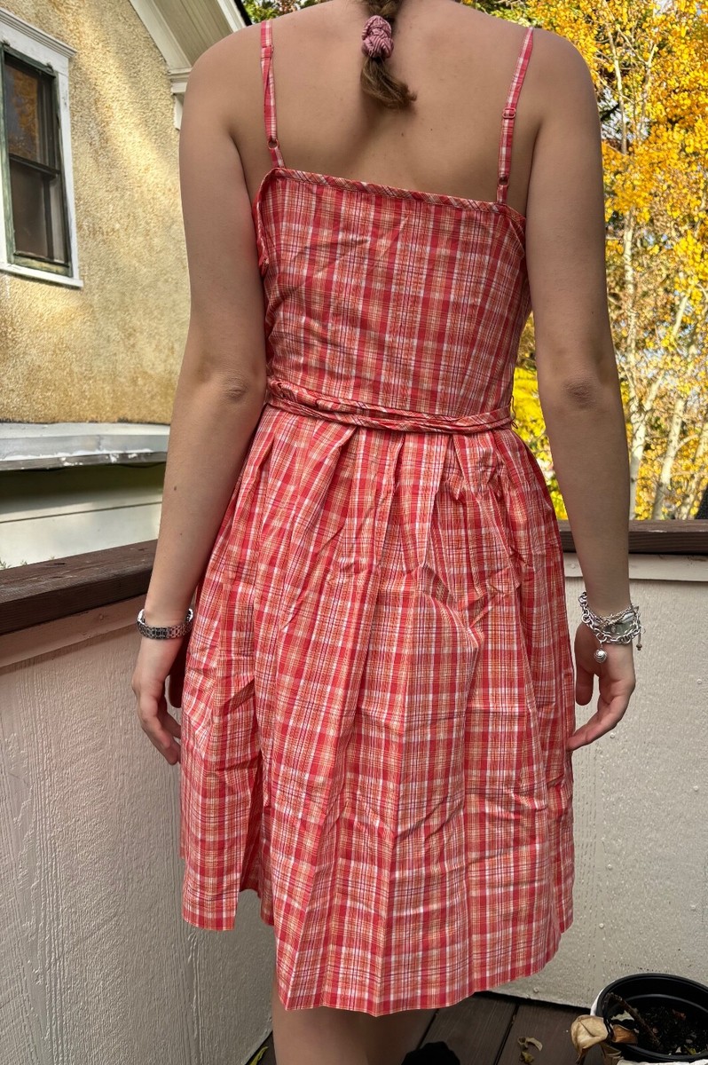 orange and pink gingham dress vintage gingham dress orange and pink