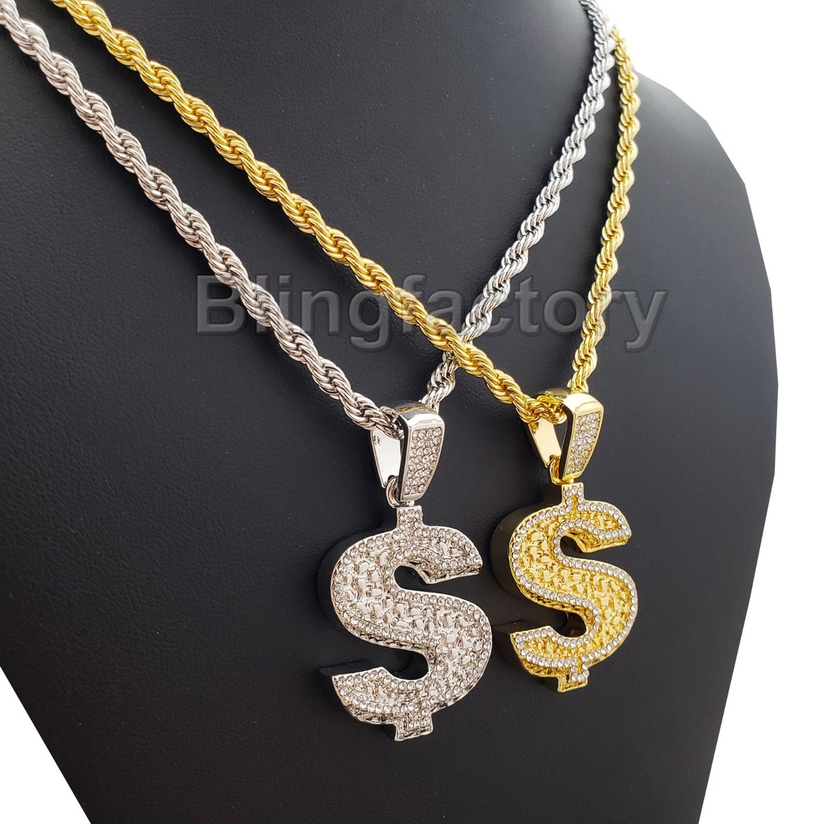Chains Blut Collana Hip Hop Con Ciondolo 'Iced Money Moves' - Catena Corda 4 Mm, Lunghezza 24 Pollici Iced Out Pendent - Foto 6