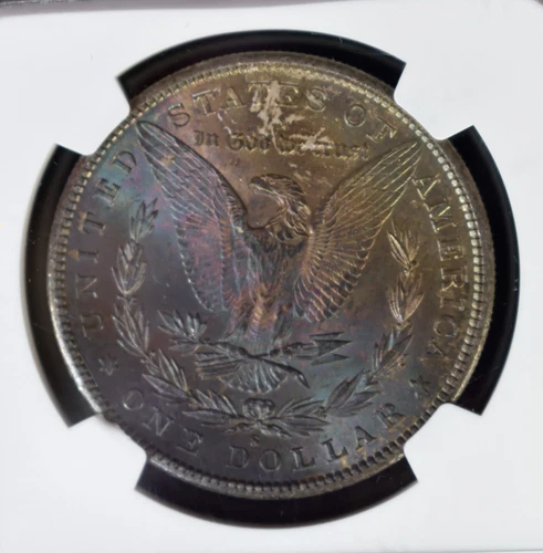 1881 S Morgan Silver $1 Dollar NGC MS63 MONSTER Rainbow Toned SIGNED