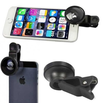 2-in-1 Selfie Camera Lens Kit Fisheye Wide Angle Macro Clip for Smartphones