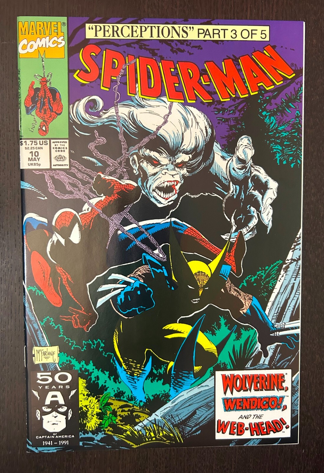 SPIDER-MAN #10 (Marvel Comics 1991) -- Todd McFarlane Wolverine -- NM-