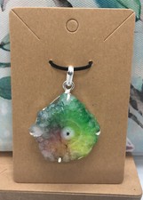 2  Solar Quartz Druzy Gemstone Pendant  Bail 925 Silver Plated Handmade 3172