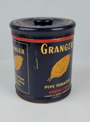 Vintage Granger Rough Cut Pipe Tobacco Tin Can Pointer Dog w/ lid pretty nice