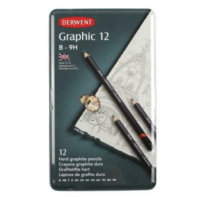 Derwent Graphic 12 Tin - Hard Graphite Pencils ( B - 9H )