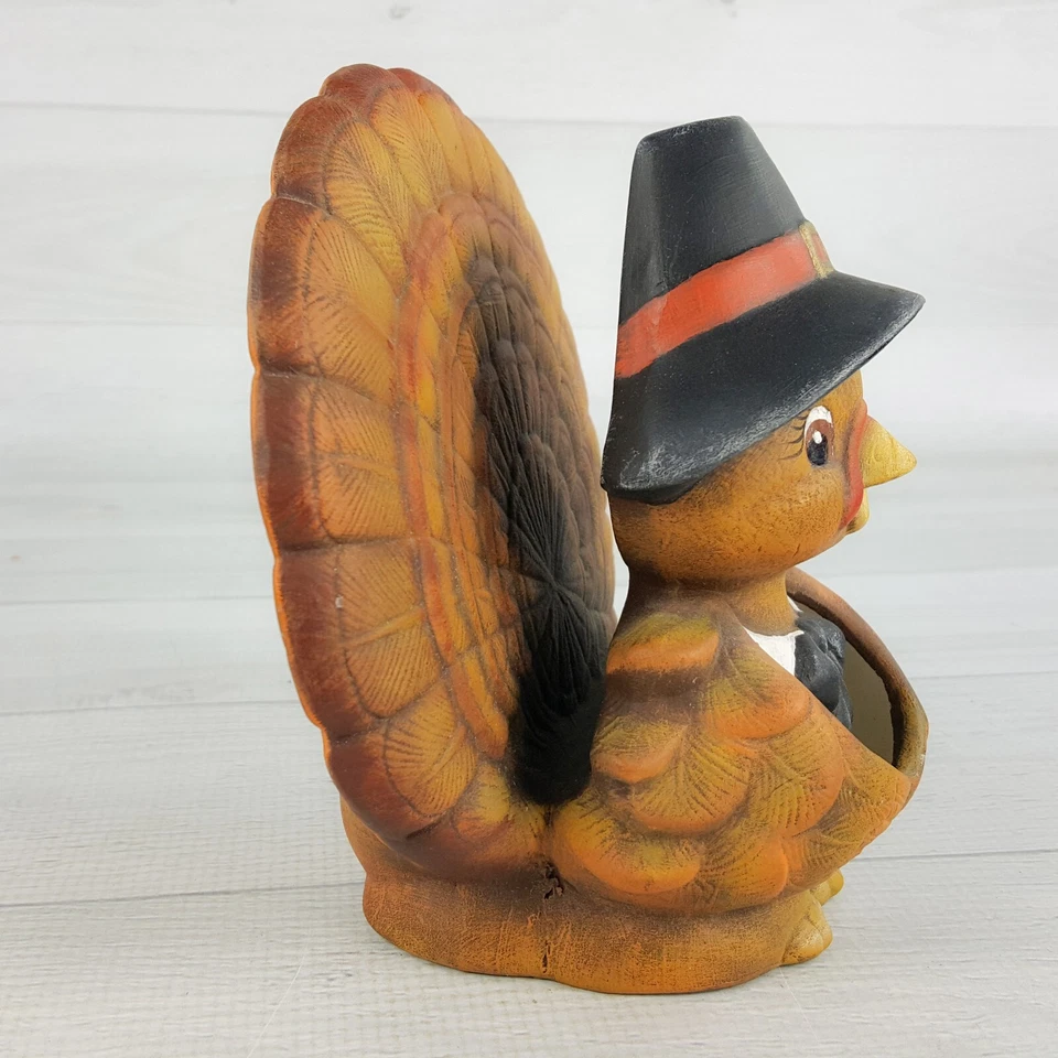 Servilletero Cerámico Pavo Peregrino Vintage 6" Decoración Acción de Gracias Pintado a Mano Foto 4 de 4