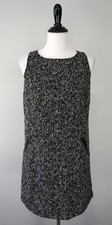 ANN TAYLOR LOFT Black White Textured Zip Back Pocket Shift Straight Dress Size 6