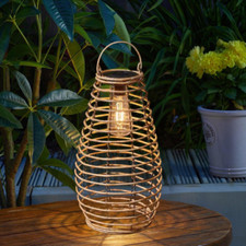 Solar LED Lantern Hanging Garden Light Large Outdoor Lighting Rattan Lamp 38cm
