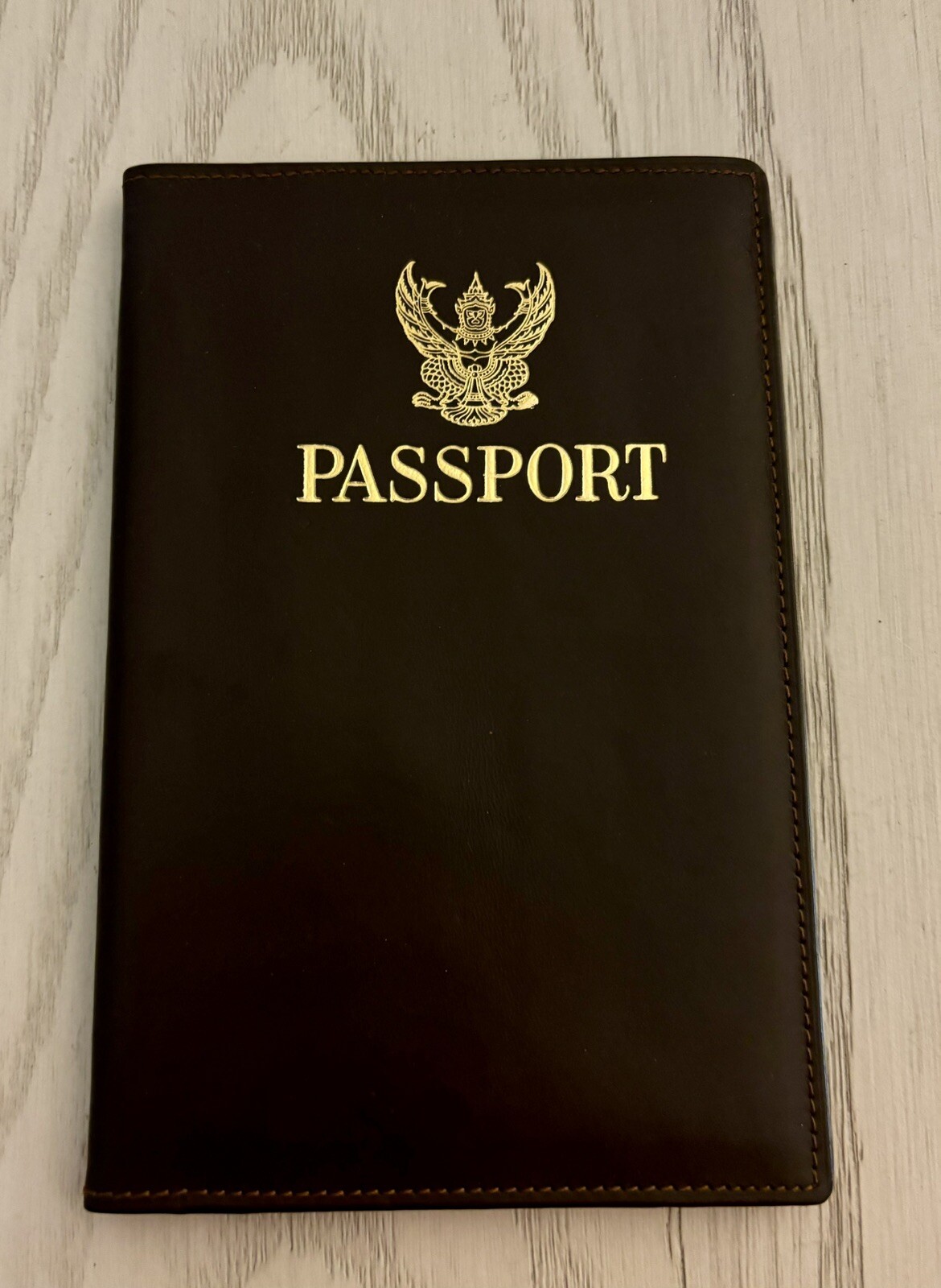 Vintage Passport Holder with Thai Emblem – Travel Wallet for Secure Document Storage-image