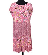 Easel Los Angeles  Size S Rayon Mixed Floral & Paisley Print Dress Boho Cottage