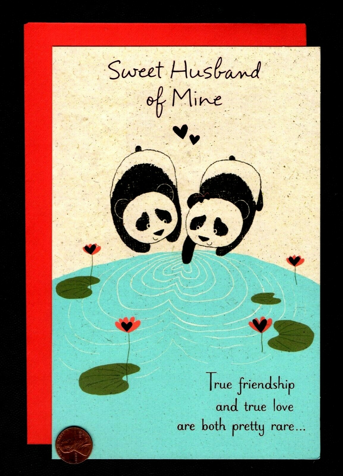 Valentine Panda Bears Heart Pond For Husband LARGE Valentine's Day Greeting  Card | eBay
