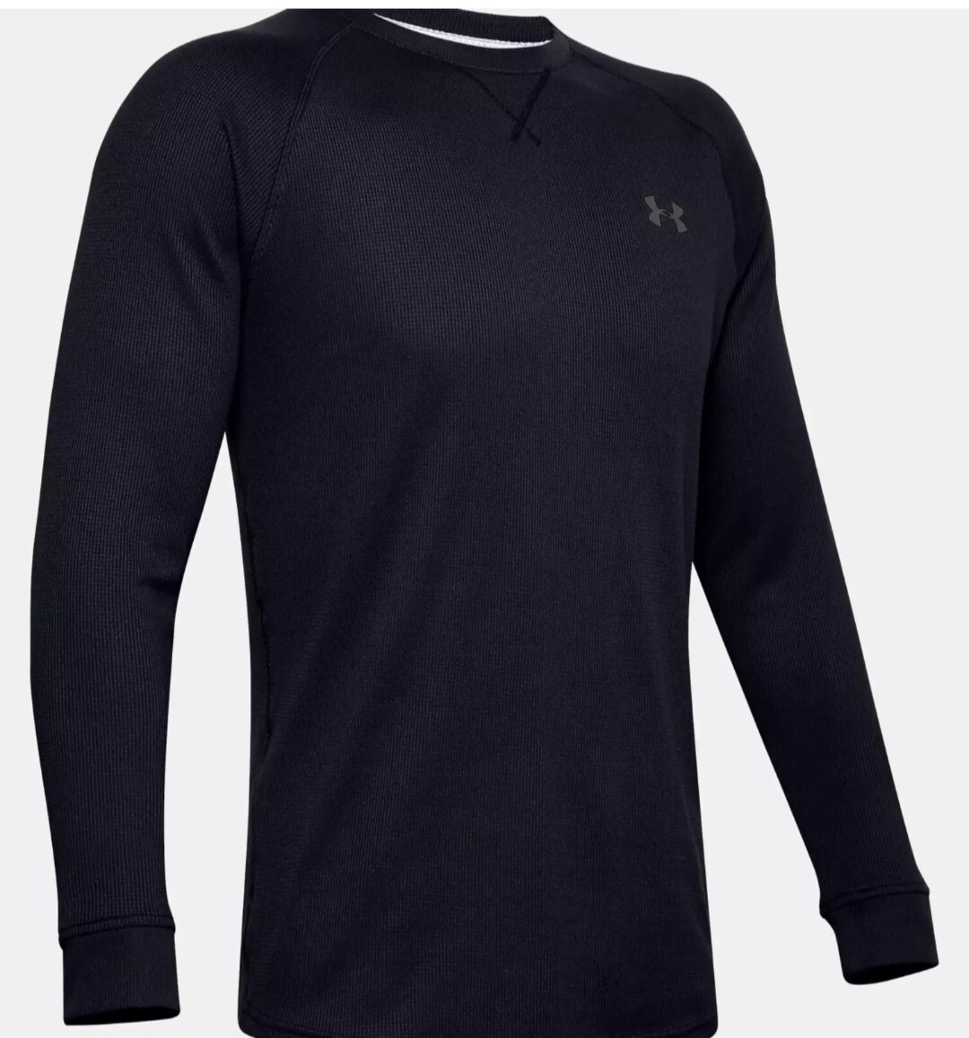 Under Armour Men's UA Waffle Crew Long Sleeve Shirt Large Black 1302355-001 NWT