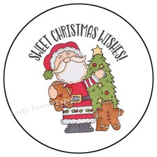 SWEET CHRISTMAS WISHES SANTA CLAUS ENVELOPE SEALS LABELS STICKERS PARTY FAVORS