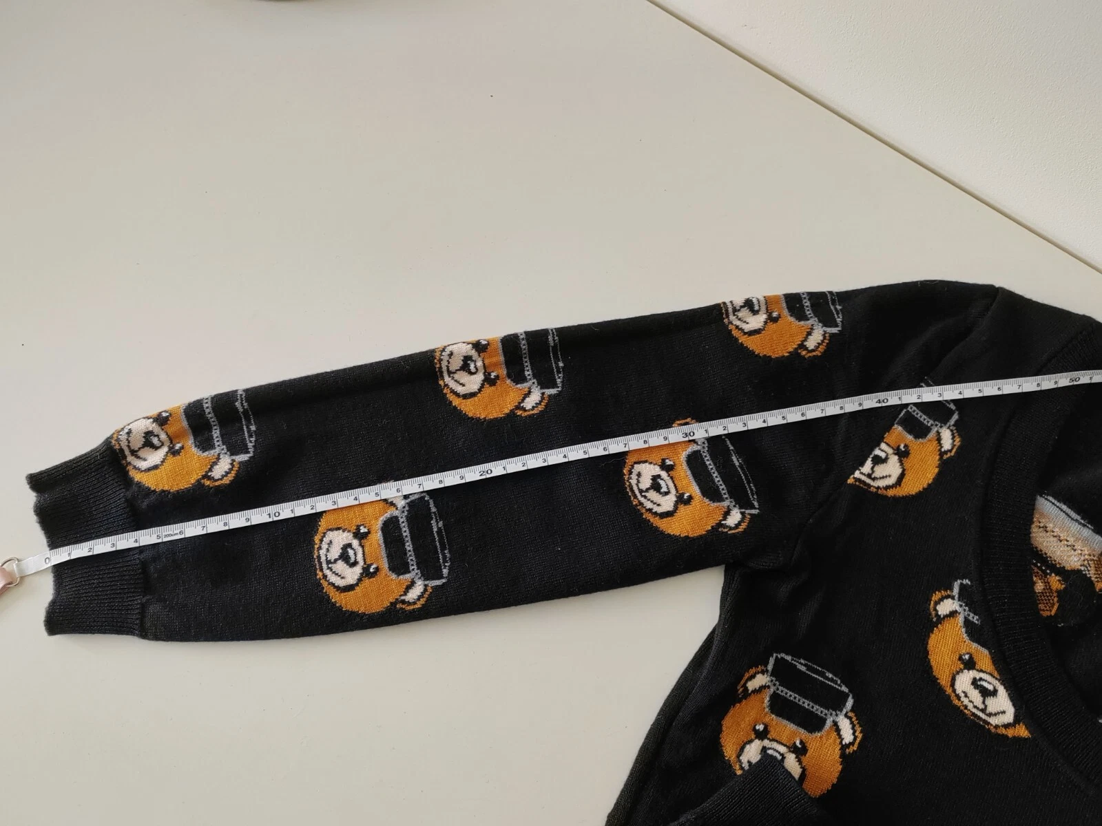 Moschino Couture Mini Abito Nero Orsacchiotto Lana Vergine Taglia UK 12