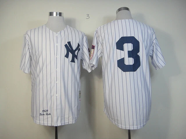 3 Babe Ruth Jersey Old Classic Style White Stripe Shirts Uniform