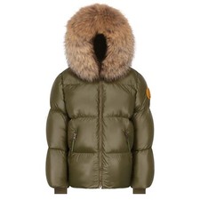 Artic Army Puffer Padded Jacket With Fur In Khaki Size M Rrp £695