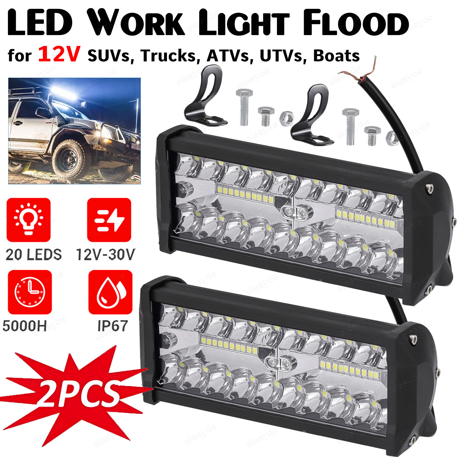 2pcs 6inch Slim LED Work Light Bar FLOOD SPOT Driving Fog Lamp Car SUV Off-road