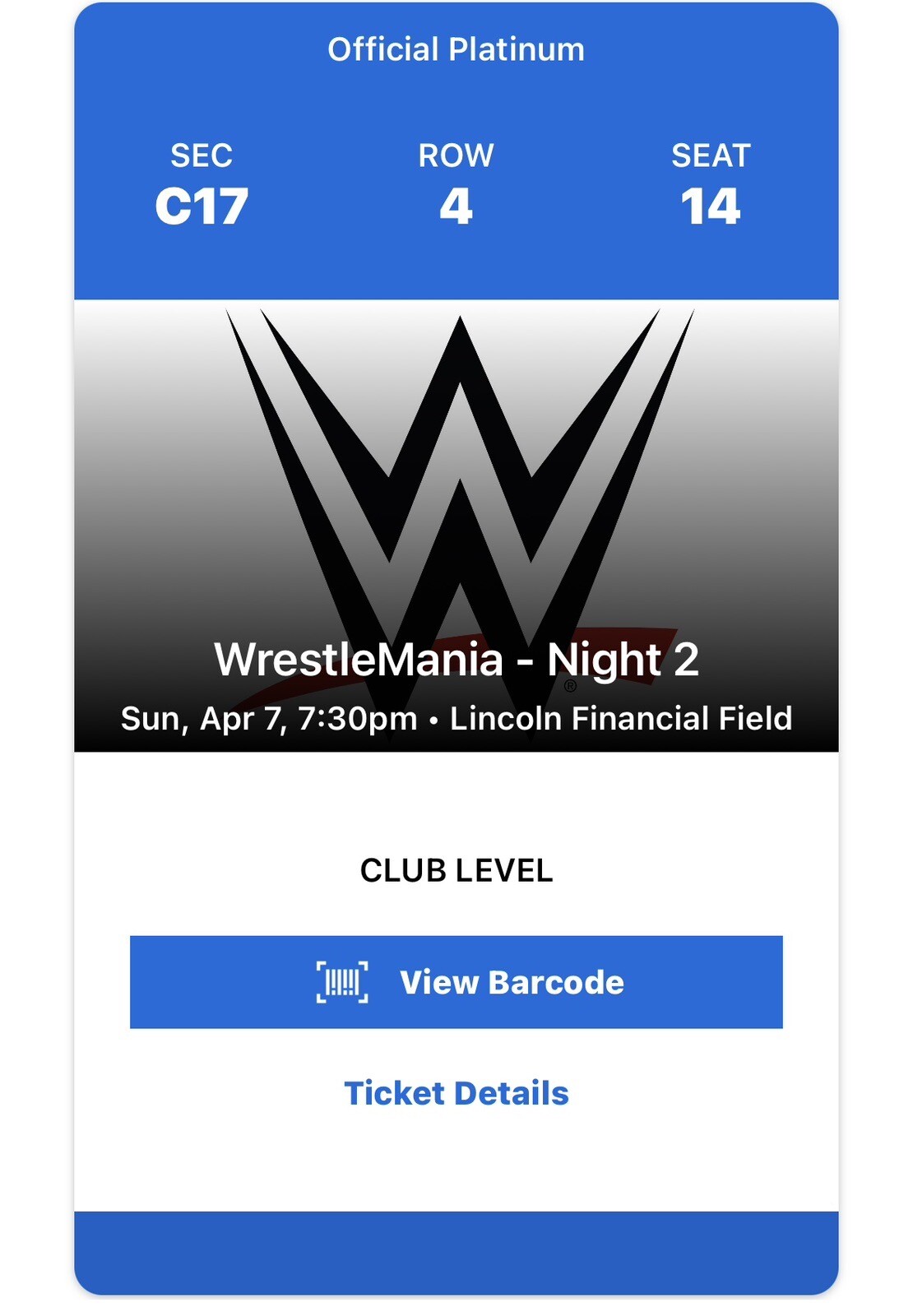 WWE Wrestlemania 40 Night 1 & 2 Tickets Club Level eBay