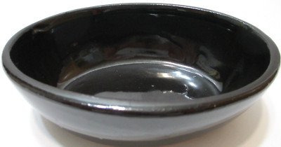 Vintage Pottery Baking Dish Candy Dish Serving Bowl Black Glaze Oval Taiwan 6'' L