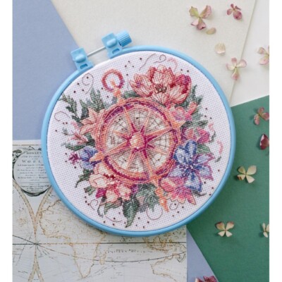 Counted Cross Stitch Kit Flower compass DIY Abris Art